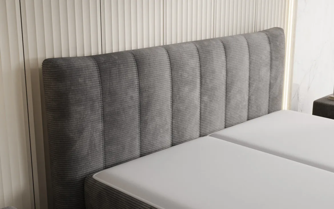 Boxspringbett Ines in Cord mit Stauraum