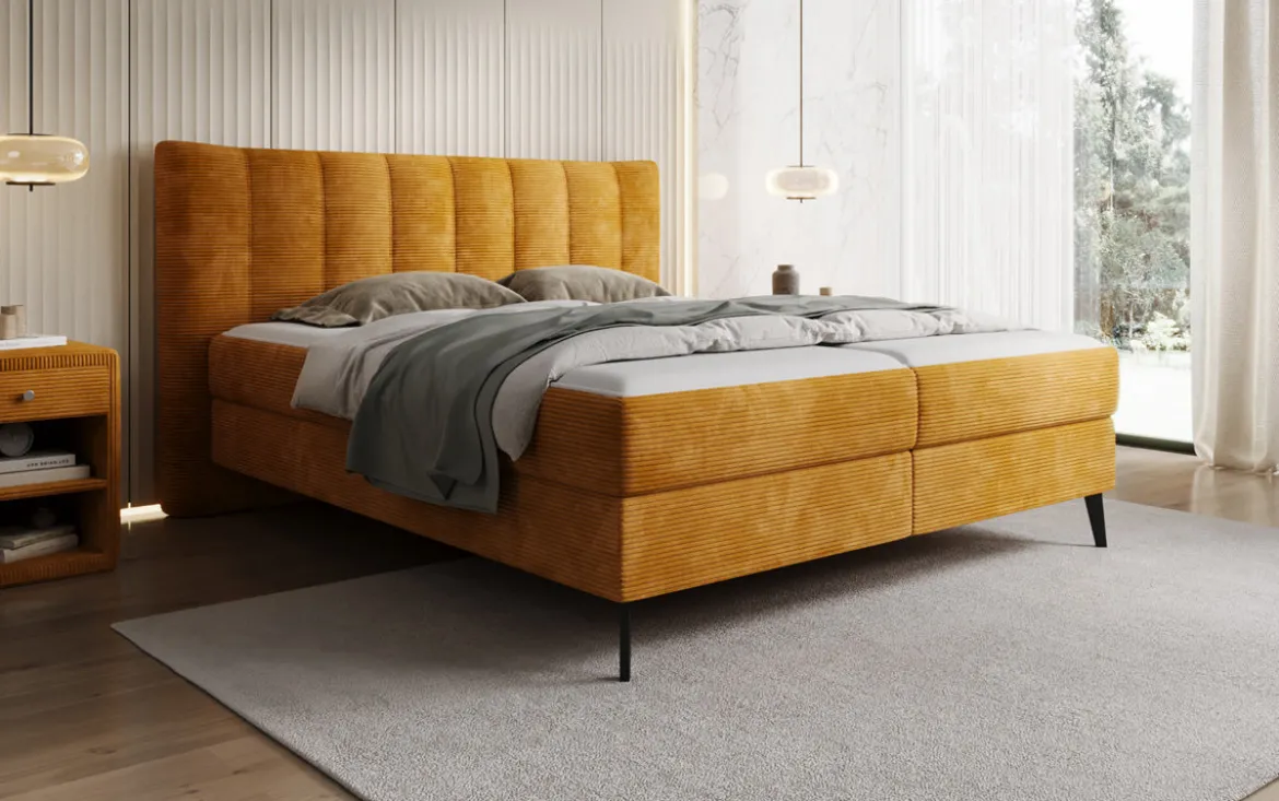 Boxspringbett Ines in Cord mit Stauraum
