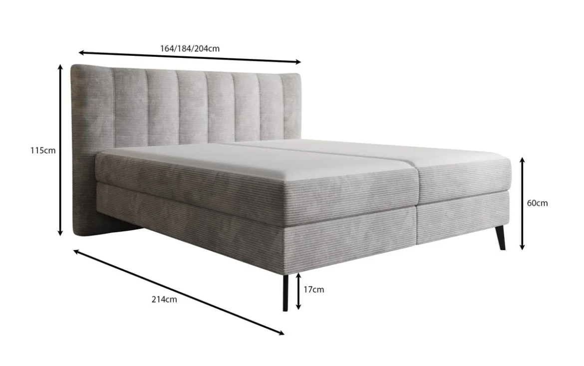 Boxspringbett Ines in Cord mit Stauraum