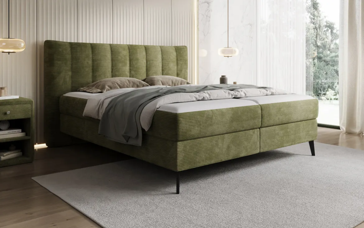 Boxspringbett Ines in Cord mit Stauraum