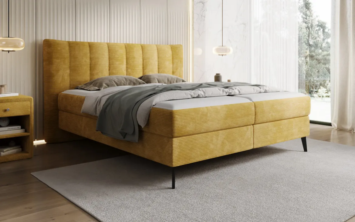 Boxspringbett Ines in Cord mit Stauraum