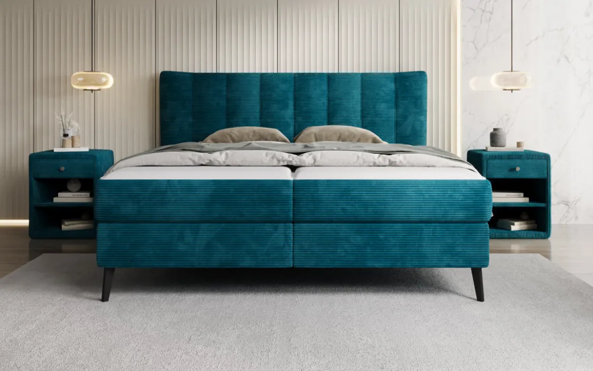 Boxspringbett Ines in Cord mit Stauraum