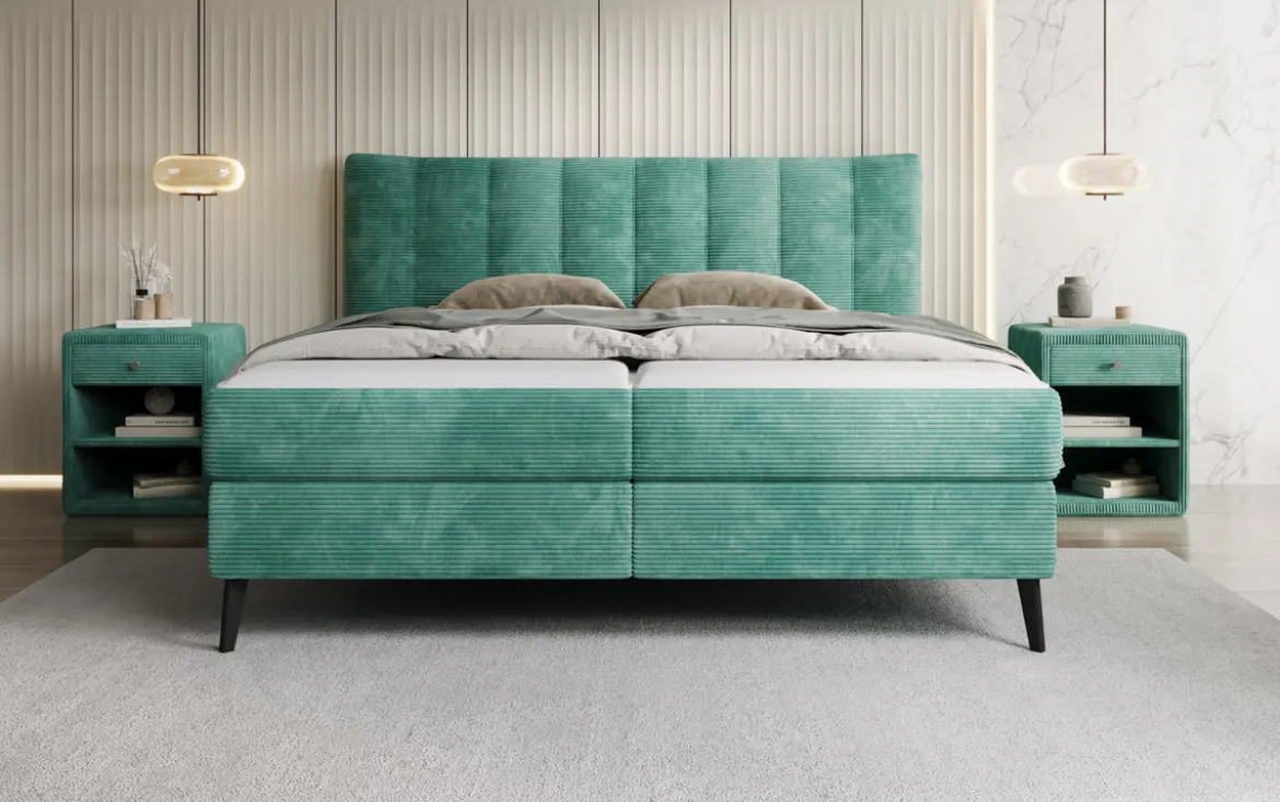 Boxspringbett Ines in Cord mit Stauraum