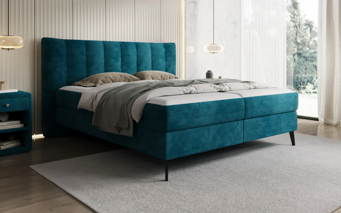 Boxspringbett Ines in Cord mit Stauraum