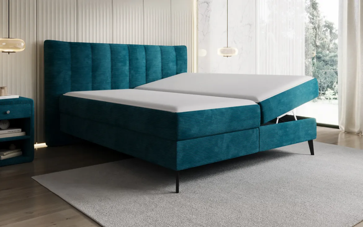 Boxspringbett Ines in Cord mit Stauraum