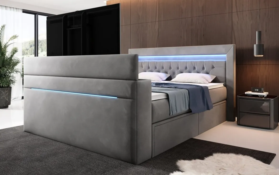 Boxspringbett Jupiter mit TV Lift, RGB und Stauraum