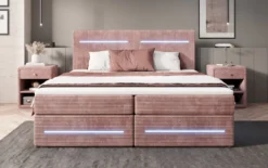 Boxspringbett Lara mit Stauraum und LED in Cord
