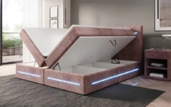 Boxspringbett Lara mit Stauraum und LED in Cord