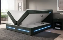 Boxspringbett Lara mit Stauraum und LED in Cord