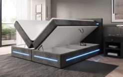 Boxspringbett Lara mit Stauraum und LED in Cord