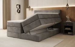 Boxspringbett Lavero mit Stauraum in Samt