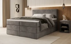 Boxspringbett Lavero mit Stauraum in Samt
