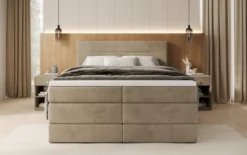 Boxspringbett Lavero mit Stauraum in Samt