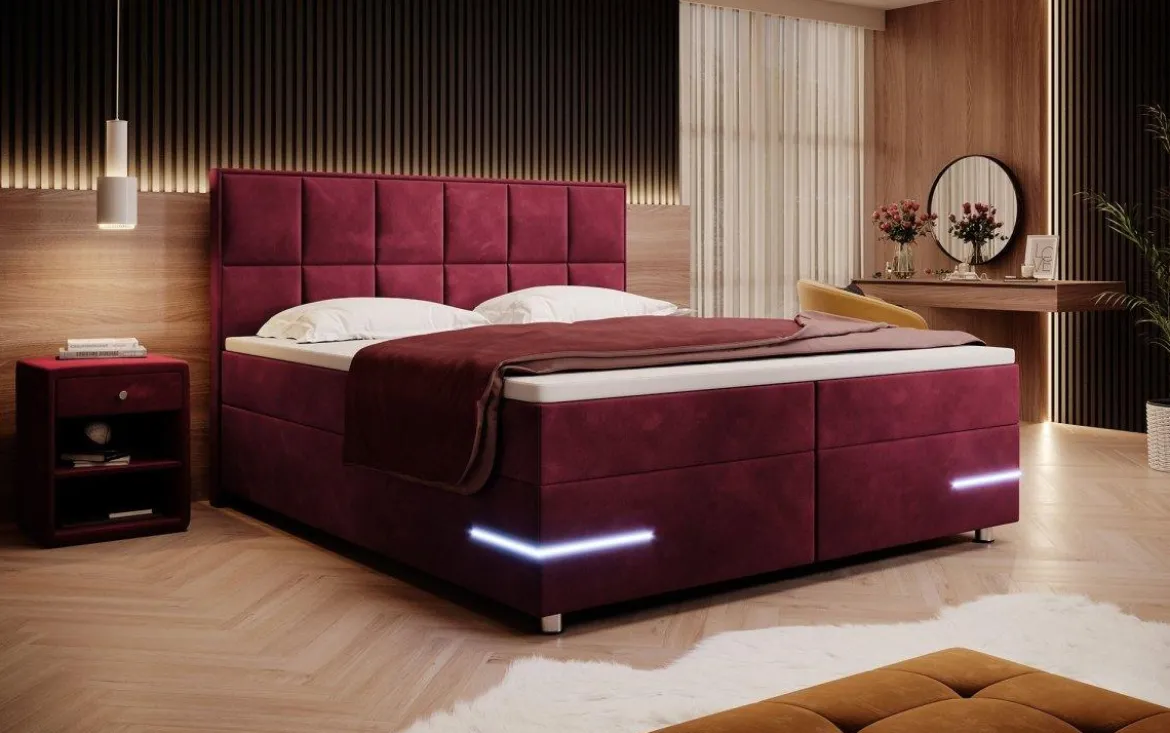 Boxspringbett Lea mit LED (Samt)