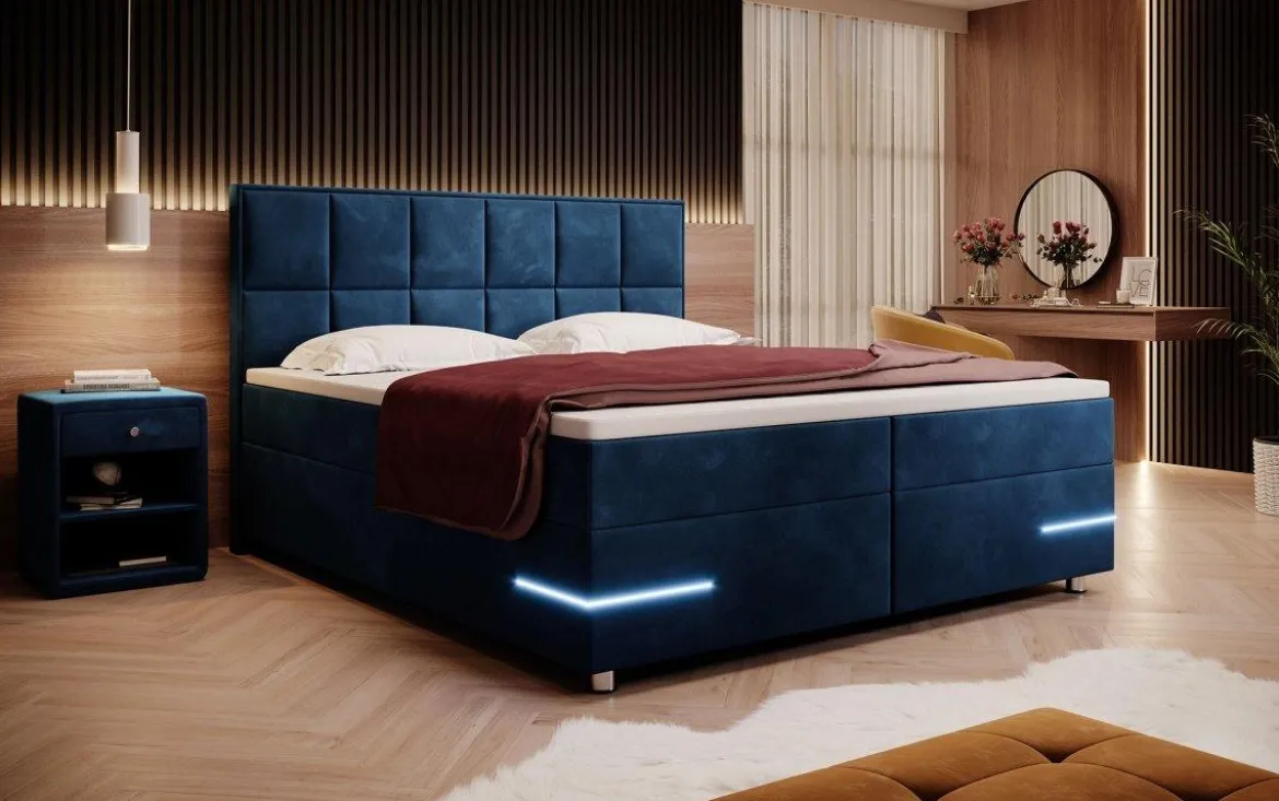 Boxspringbett Lea mit LED (Samt)