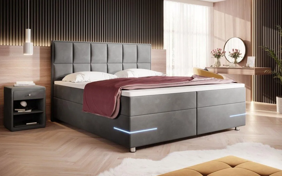 Boxspringbett Lea mit LED (Samt)