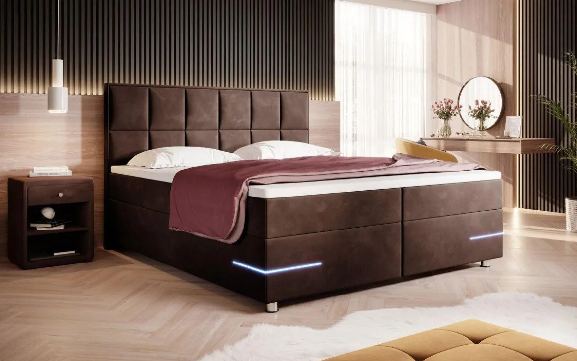 Boxspringbett Lea mit LED (Samt)