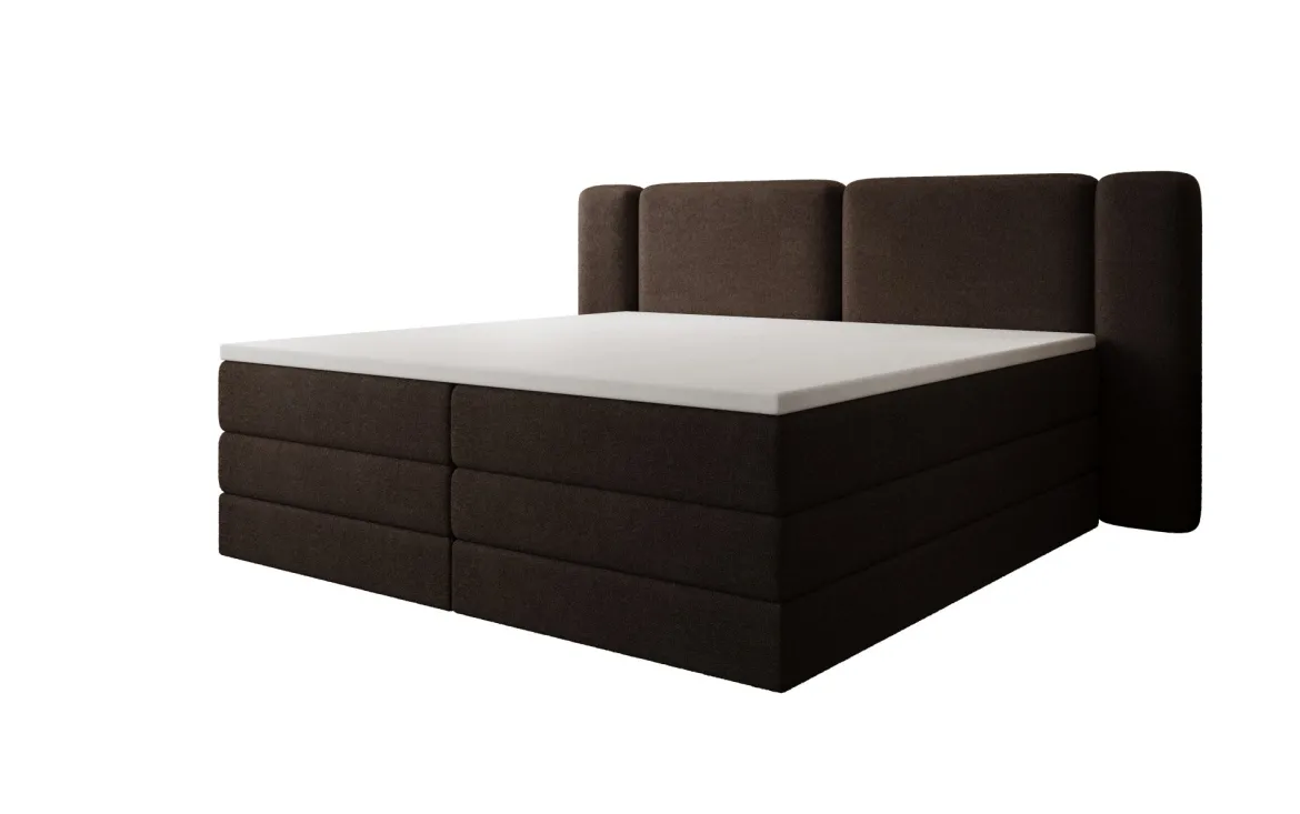 Boxspringbett Leni mit hochklappbarem Stauraum in Teddy Bouclé