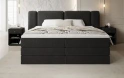 Boxspringbett Leni mit hochklappbarem Stauraum in Teddy Bouclé