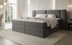 Boxspringbett Leni mit hochklappbarem Stauraum in Teddy Bouclé