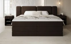 Boxspringbett Leni mit hochklappbarem Stauraum in Teddy Bouclé