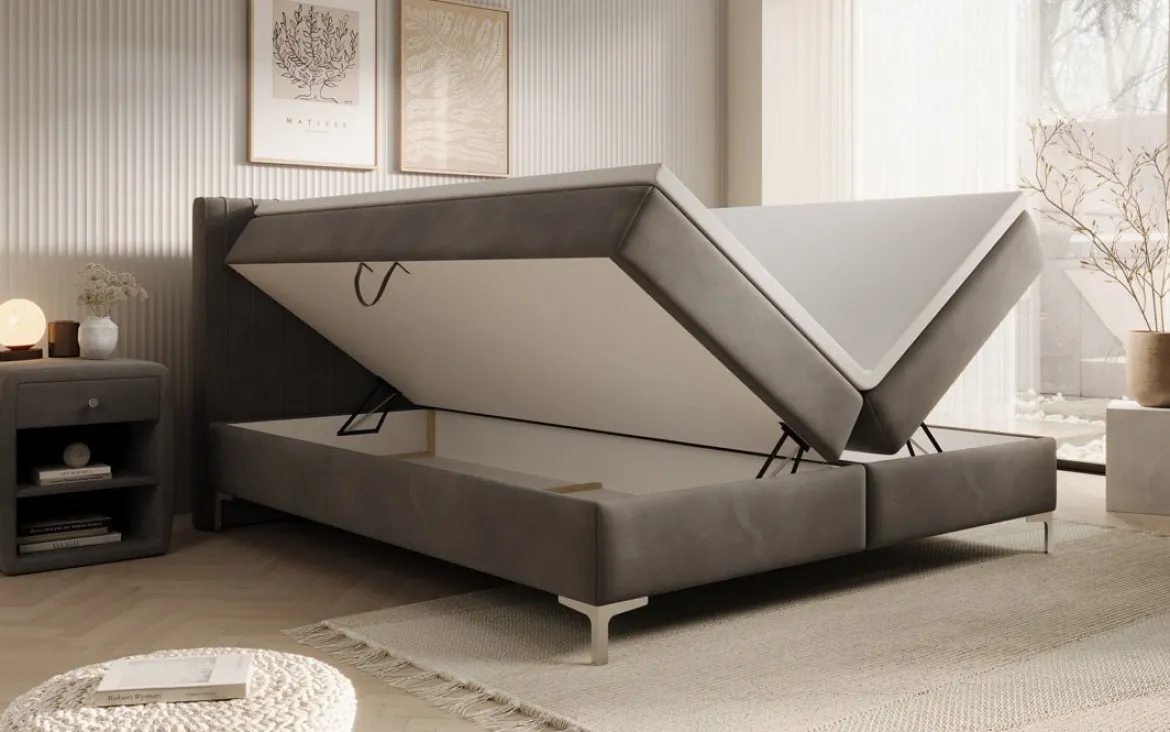 Boxspringbett Leona Samt mit Stauraum