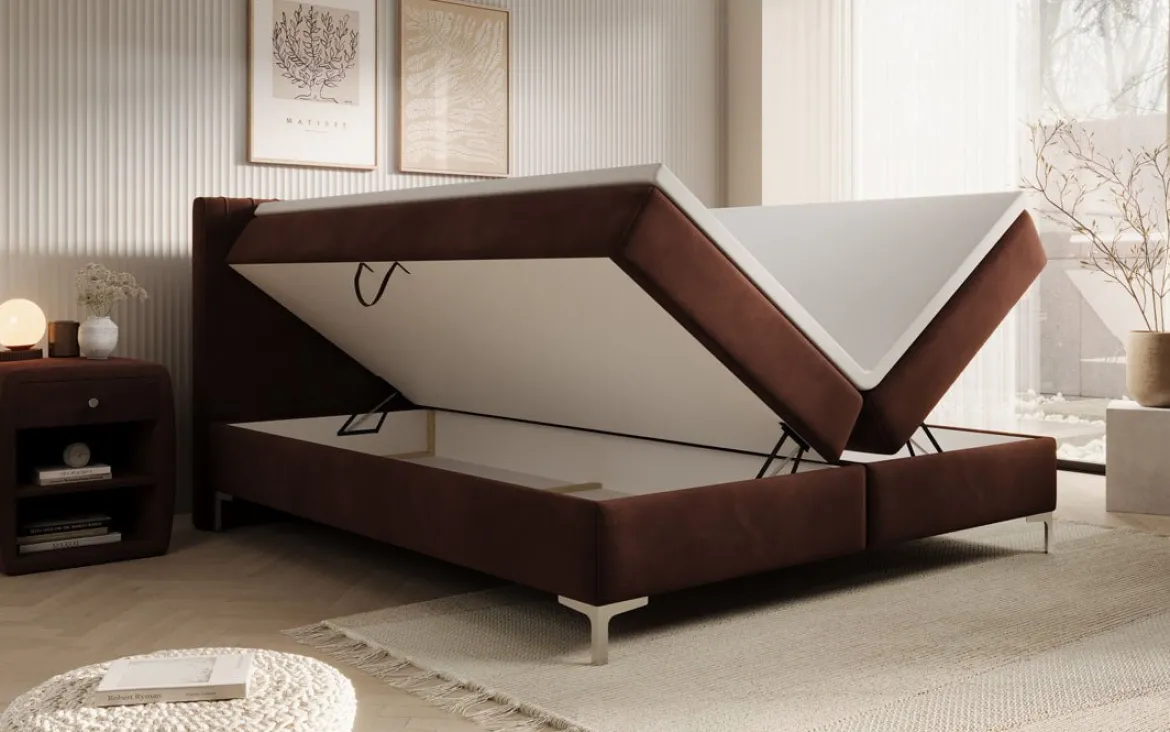Boxspringbett Leona Samt mit Stauraum
