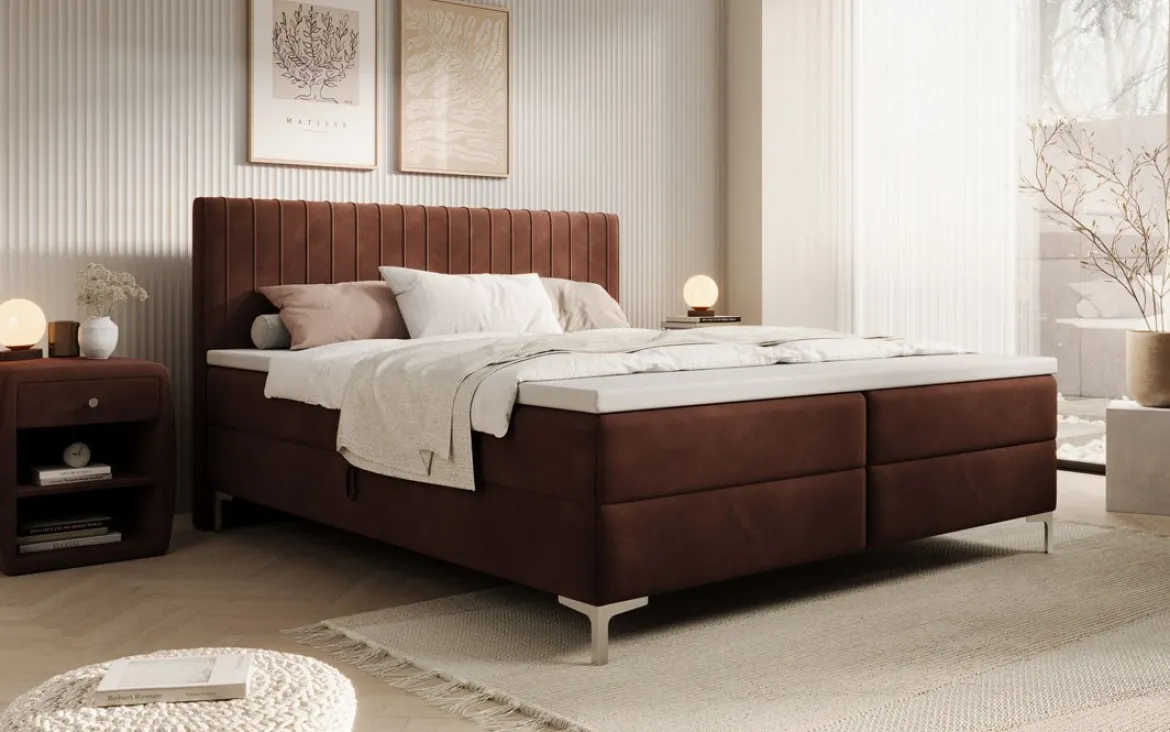 Boxspringbett Leona Samt mit Stauraum