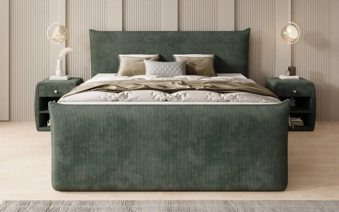 Boxspringbett Liana II mit hochklappbarem Stauraum in Cord