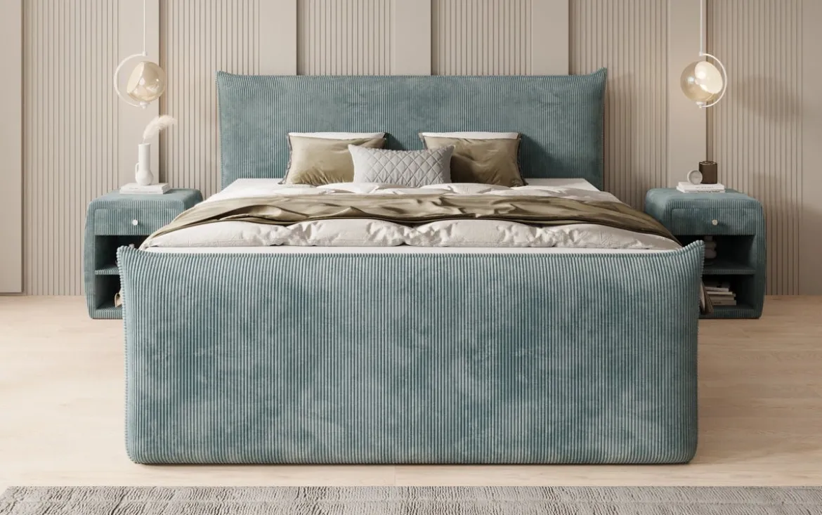 Boxspringbett Liana II mit hochklappbarem Stauraum in Cord