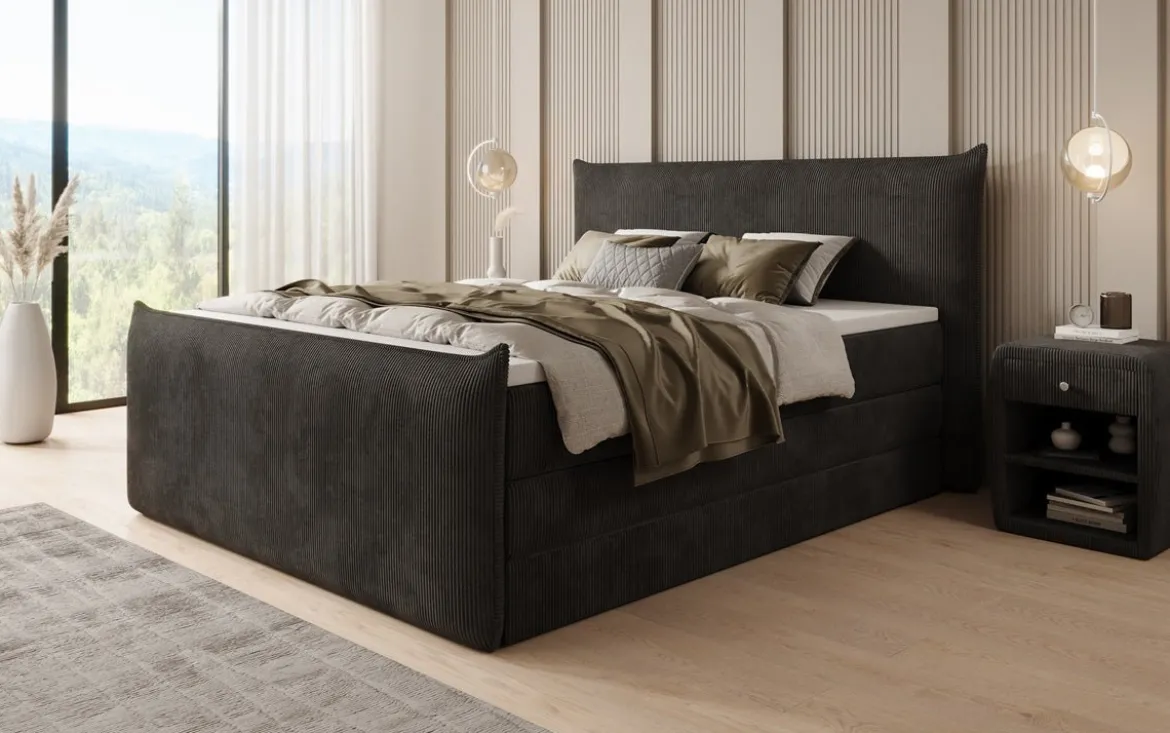 Boxspringbett Liana II mit hochklappbarem Stauraum in Cord