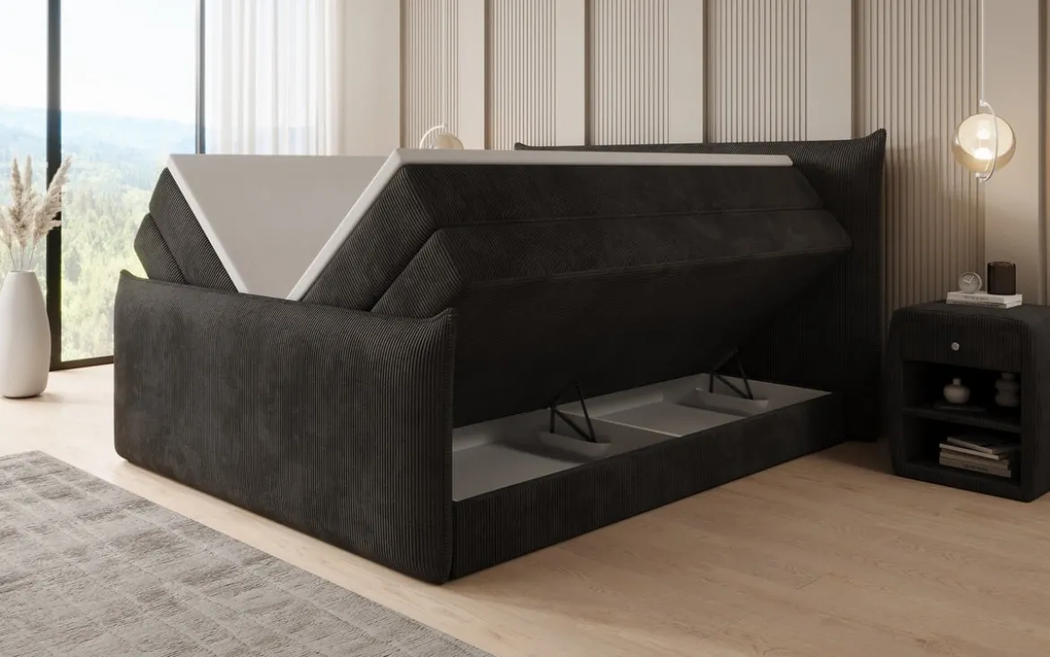 Boxspringbett Liana II mit hochklappbarem Stauraum in Cord