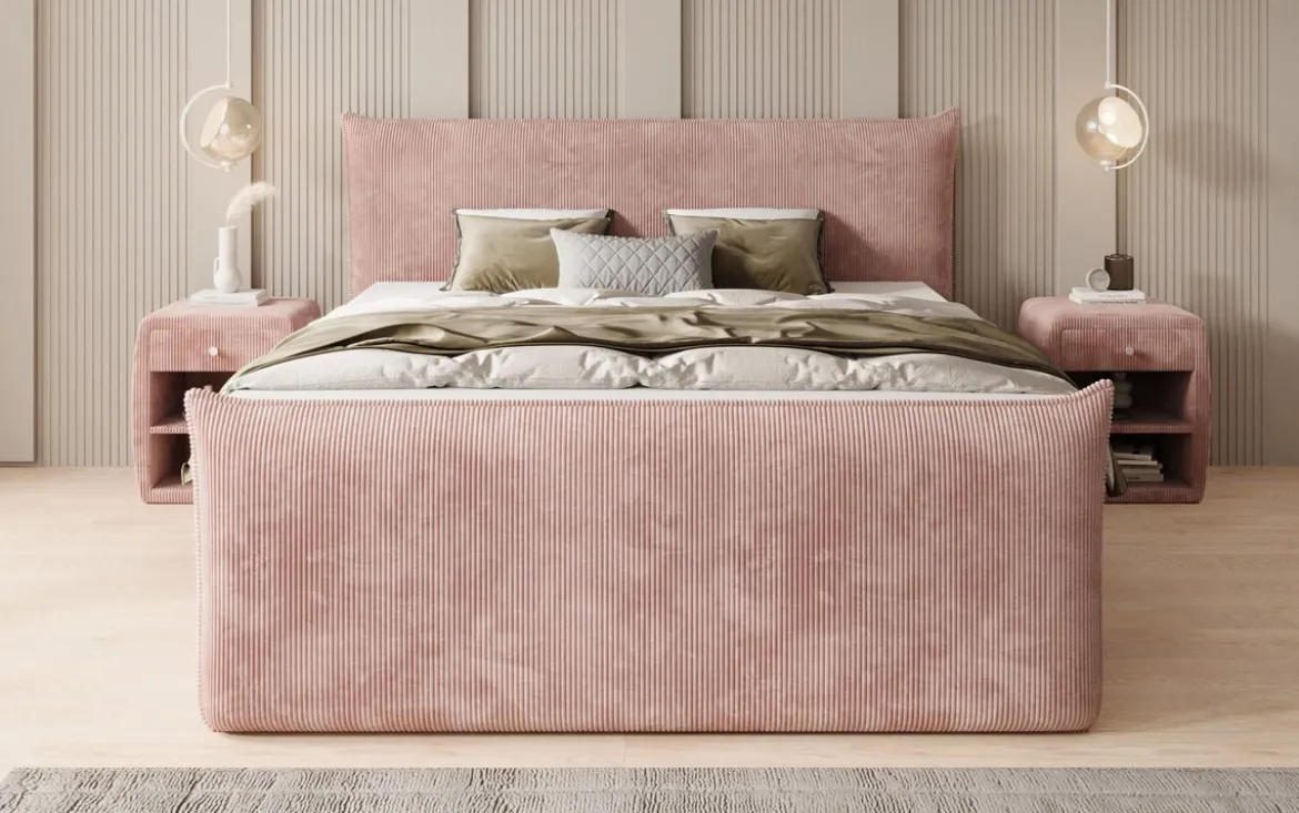 Boxspringbett Liana II mit hochklappbarem Stauraum in Cord