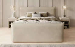 Boxspringbett Liana II mit hochklappbarem Stauraum in Samt