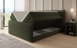 Boxspringbett Liana II mit hochklappbarem Stauraum in Teddy Bouclé