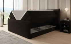 Boxspringbett Liana II mit hochklappbarem Stauraum in Teddy Bouclé