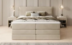 Boxspringbett Liana mit hochklappbarem Stauraum in Samt
