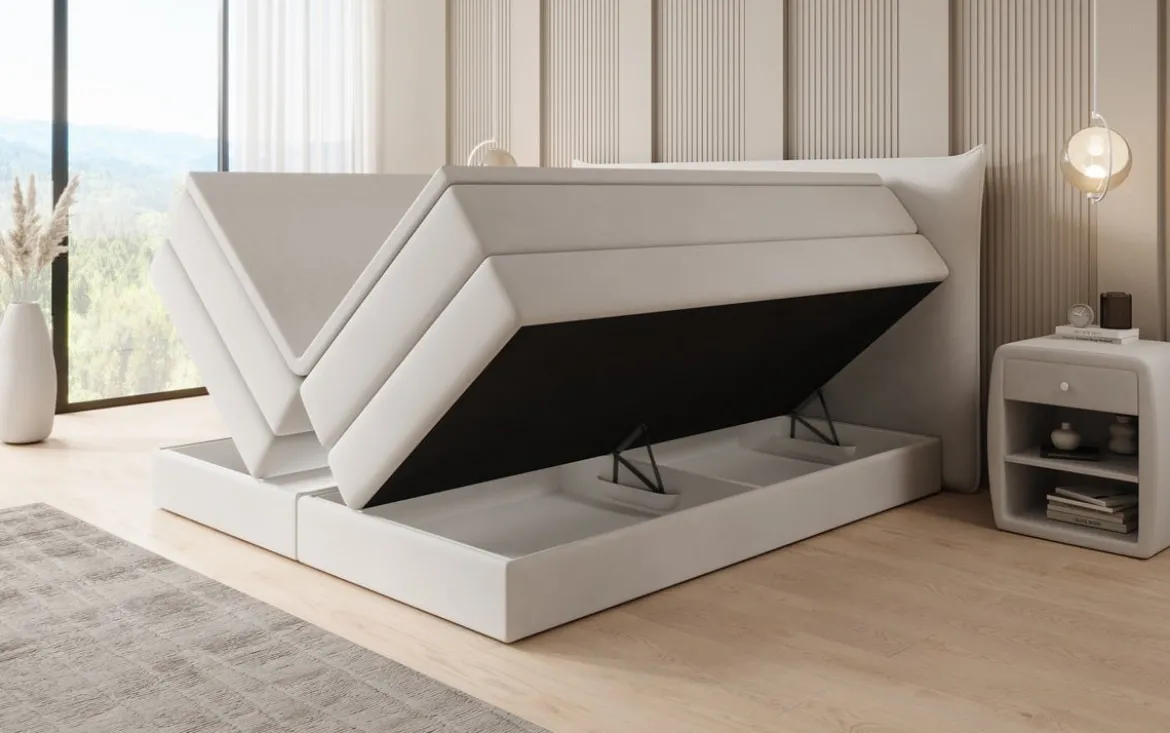 Boxspringbett Liana mit hochklappbarem Stauraum in Samt