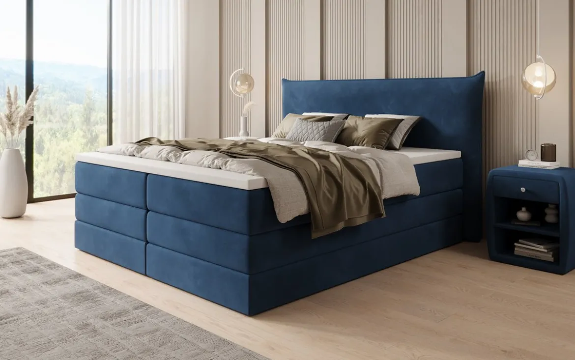 Boxspringbett Liana mit hochklappbarem Stauraum in Samt