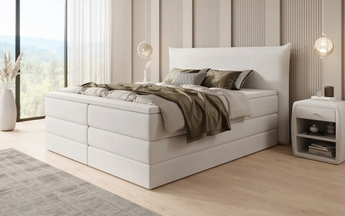 Boxspringbett Liana mit hochklappbarem Stauraum in Samt