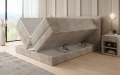 Boxspringbett Liana mit hochklappbarem Stauraum in Cord