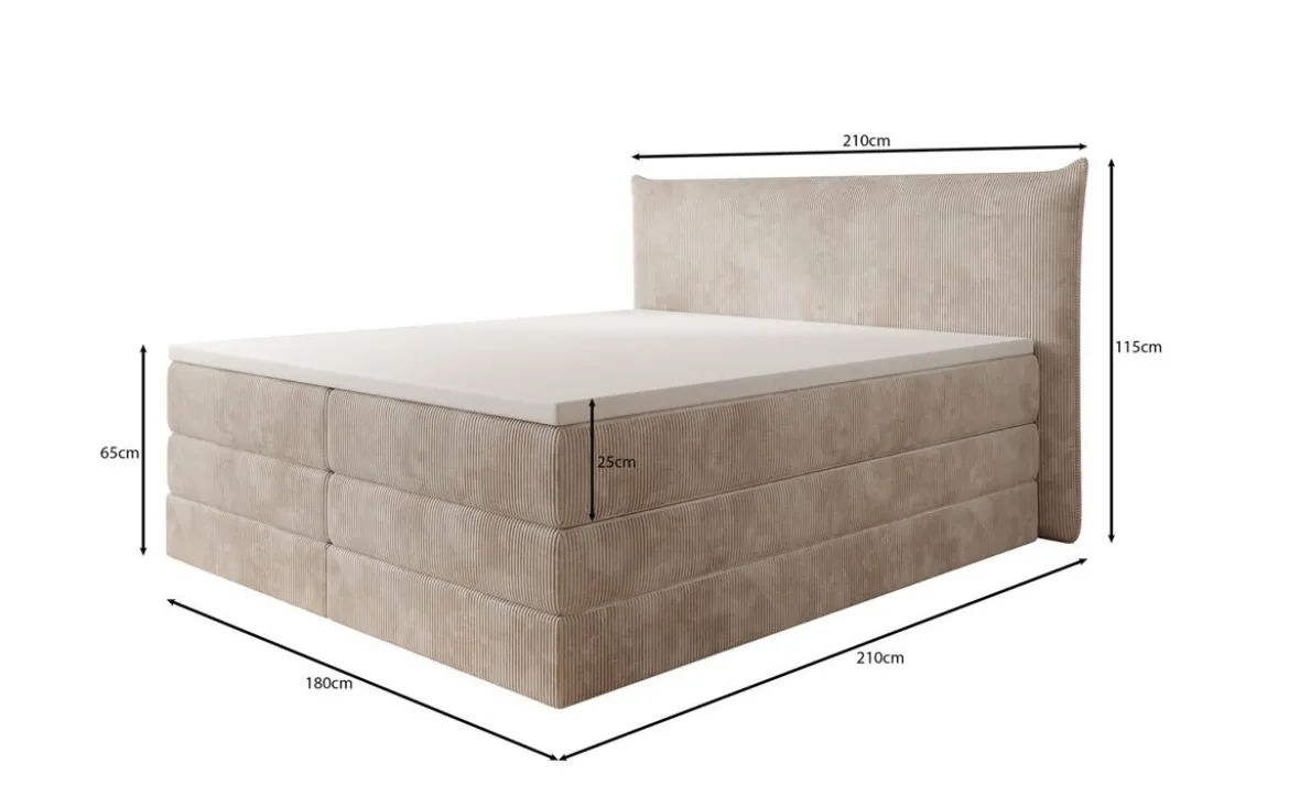 Boxspringbett Liana mit hochklappbarem Stauraum in Cord