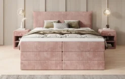 Boxspringbett Liana mit hochklappbarem Stauraum in Cord