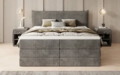 Boxspringbett Liana mit hochklappbarem Stauraum in Cord