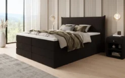 Boxspringbett Liana mit hochklappbarem Stauraum in Teddy Bouclé