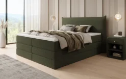 Boxspringbett Liana mit hochklappbarem Stauraum in Teddy Bouclé