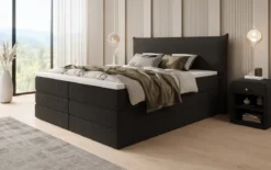 Boxspringbett Liana mit hochklappbarem Stauraum in Teddy Bouclé