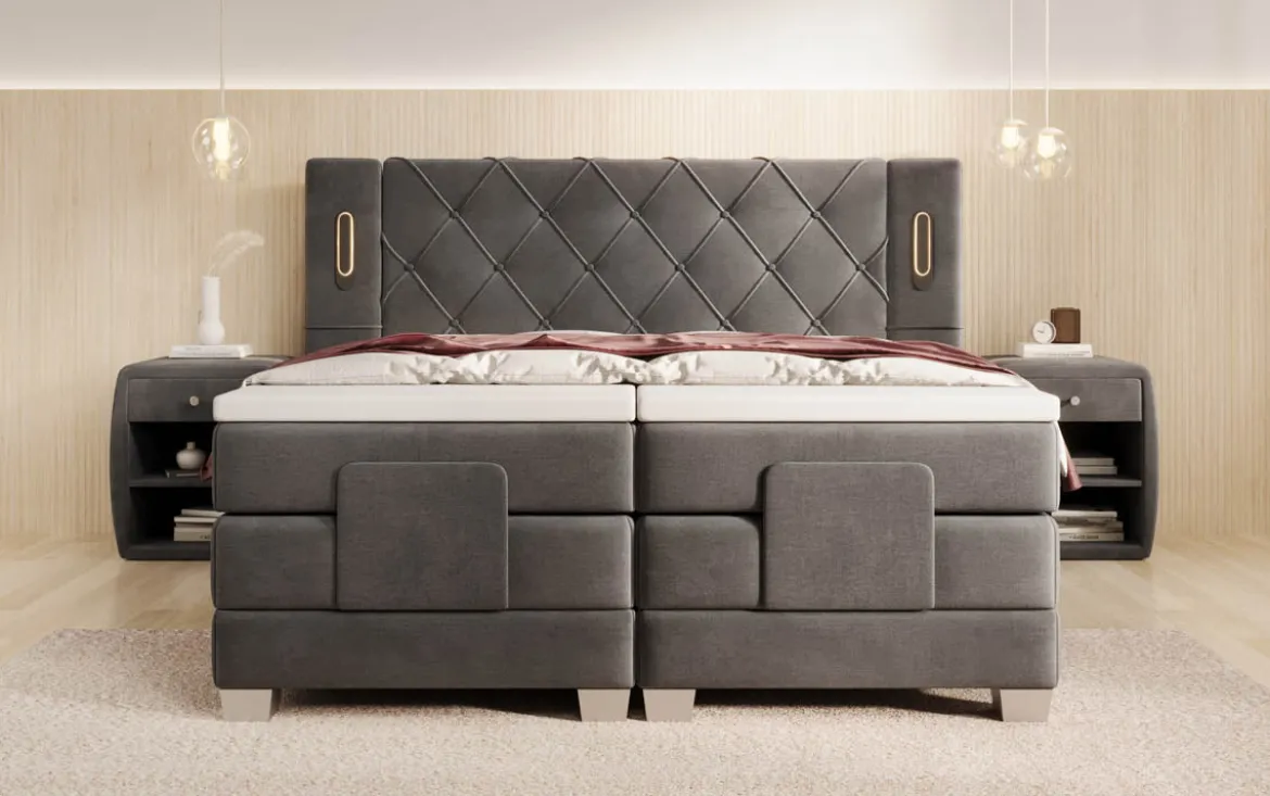 Boxspringbett Livano Samt elektrisch verstellbar mit LED
