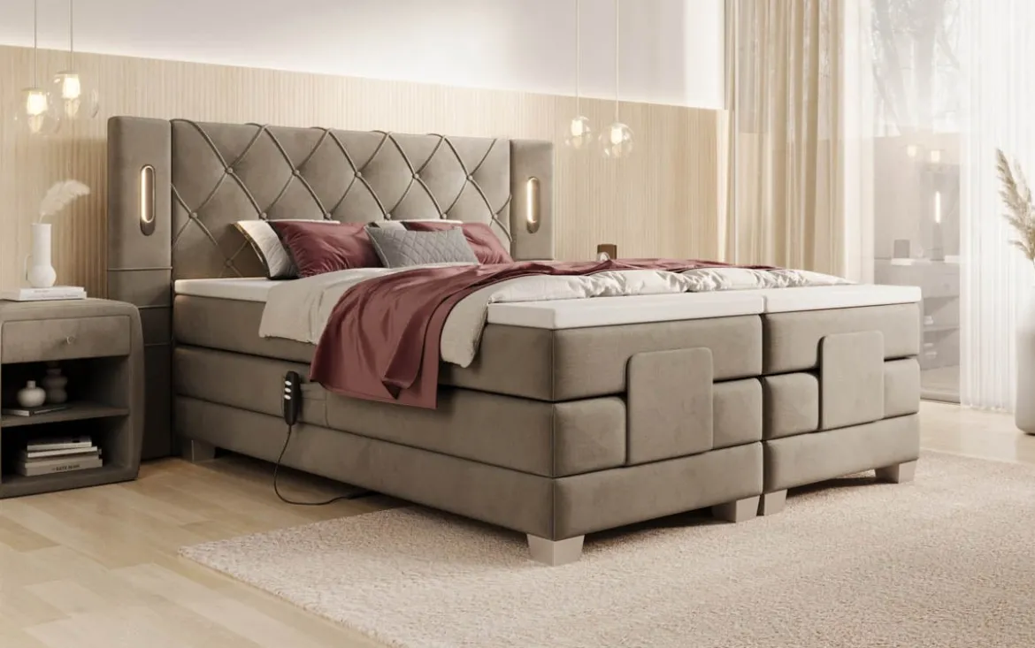 Boxspringbett Livano Samt elektrisch verstellbar mit LED
