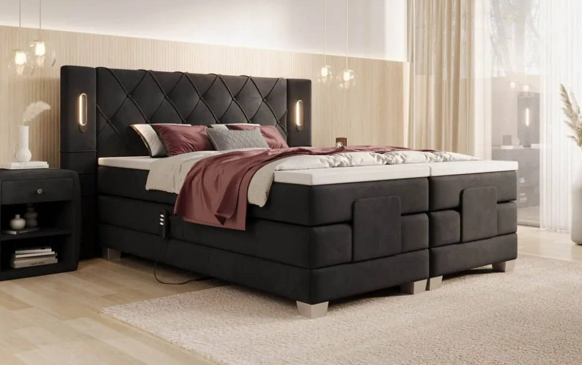 Boxspringbett Livano Samt elektrisch verstellbar mit LED